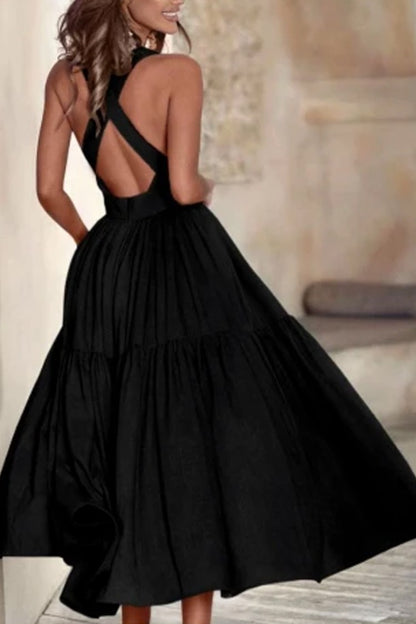 Dames Robe élégante à manches longues avec jupe longue et plis raffinés Chic und Stil