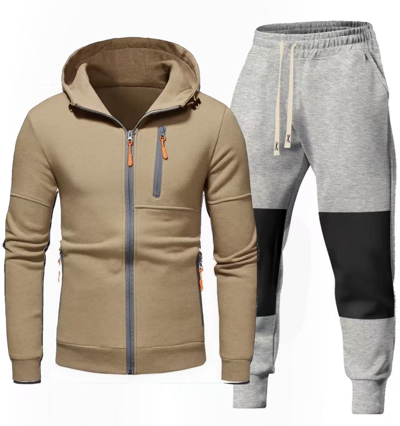Men's Chic and Stylish Hoodie and Jogging Pants Set with Functional Zip Pockets