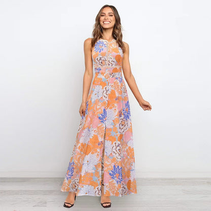 Femmes Robe Maxi Dos Nu à Imprimé Floral Chic und Stil