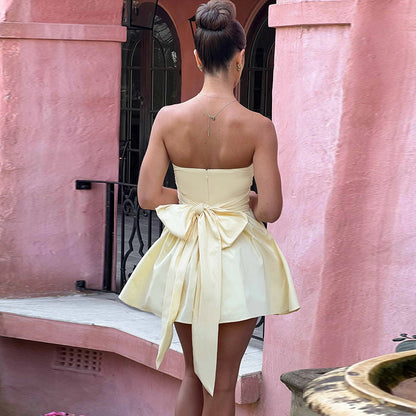 Robe patin à volants sans bretelles pour femmes Chic und Stil