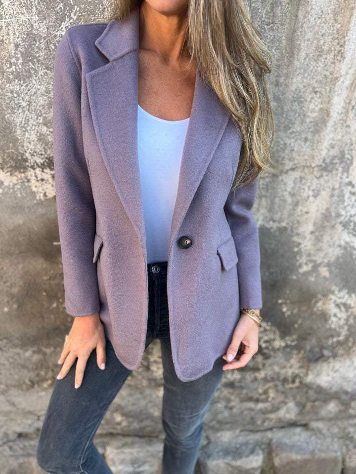 Dames Élégant Veste de Blazer d'Affaires en Matériau Doux Chic und Stil