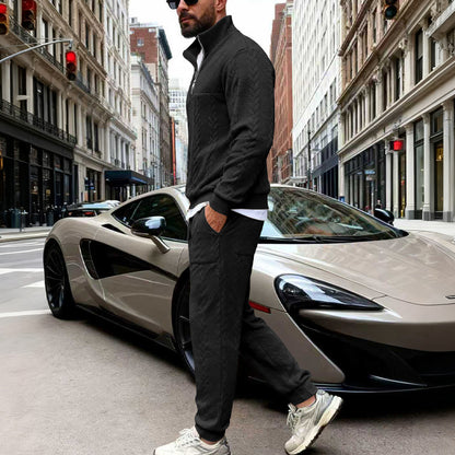 Sport leisure set for men in structured terry fabric with side zippered pockets Chic and Style