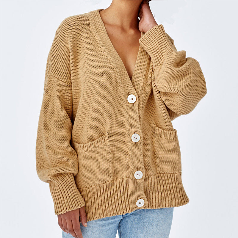 Dames Gros Tricot Cardigan Chic und Stil
