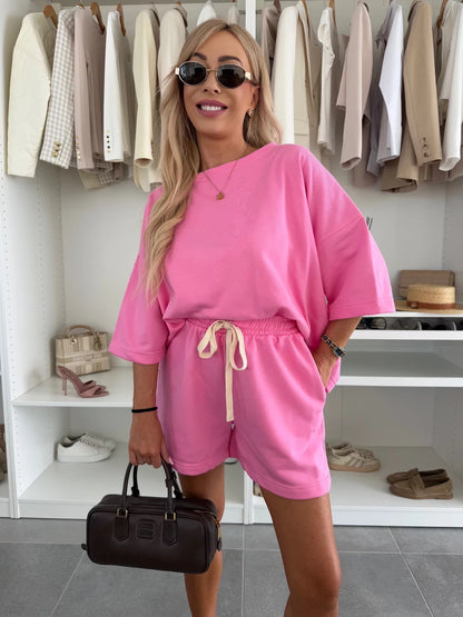 Dames Ensemble de Shorts décontractés et T-shirt surdimensionné Chic und Stil
