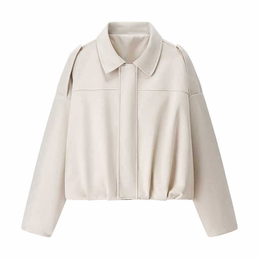 Damen Übergangsjacke mit voluminösen Ärmeln und eleganter Kapuze Chic und Stil