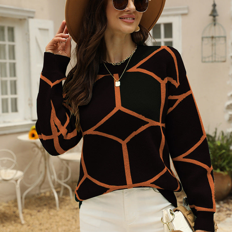 Pull en tricot à motifs pour femmes avec un design graphique moderne Chic und Stil