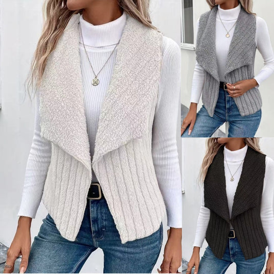 Ladies Comfortable Fleece Jacket with Asymmetrical Collar and Casual Cut Chic and Style