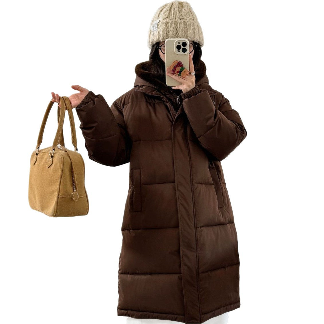 Dames élégant parka d'hiver rembourré avec col en fausse fourrure et poches pratiques Chic und Stil