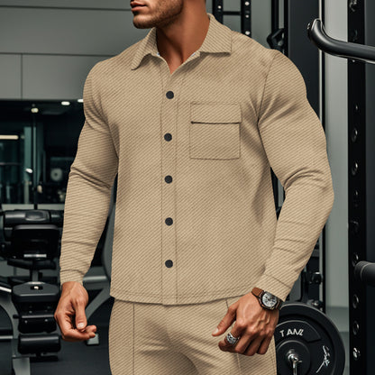 Chemise à manches longues structurée pour hommes avec poche poitrine pratique Chic und Stil