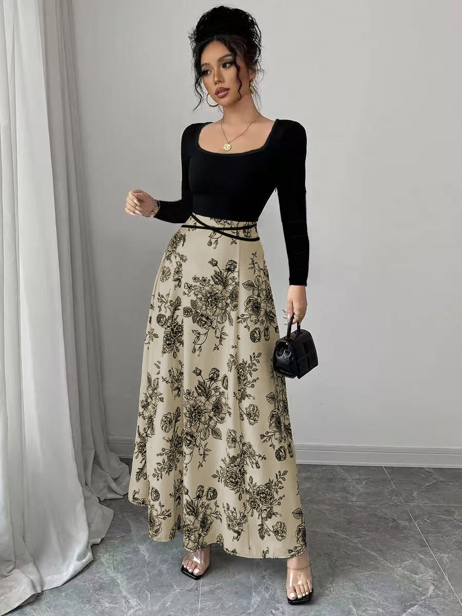 Robe maxi élégante pour femmes avec imprimé floral et coupe cintrée Chic und Stil