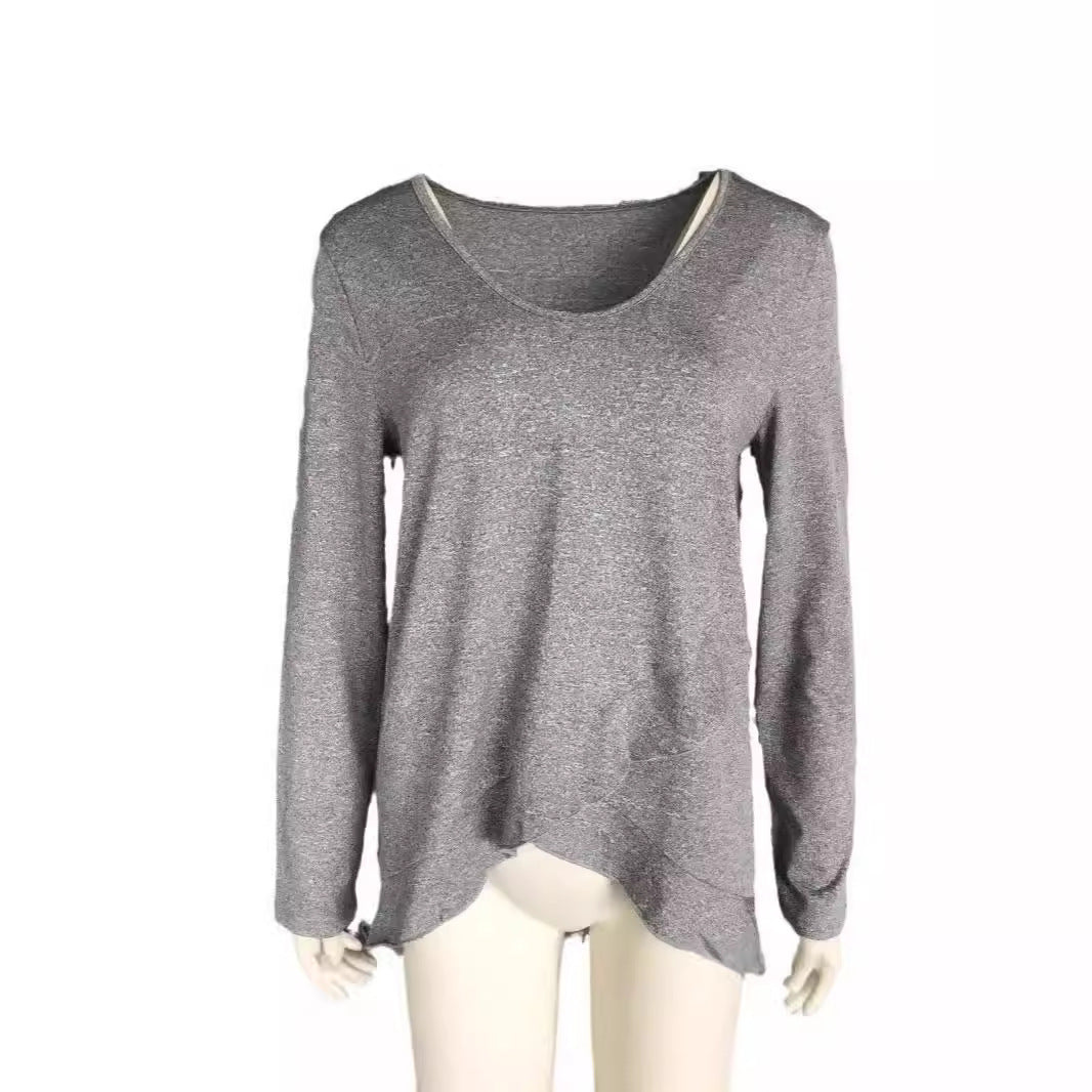 Dames Haut de finition raffiné à décolleté en V avec ourlet asymétrique Chic und Stil