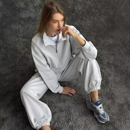 Dames décontracté Zip-Hoodie avec des manches larges Chic und Stil