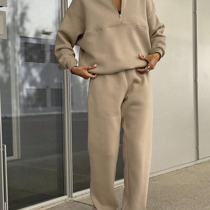 Dames ensemble sweat à col montant de haute qualité avec fermeture éclair Chic und Stil