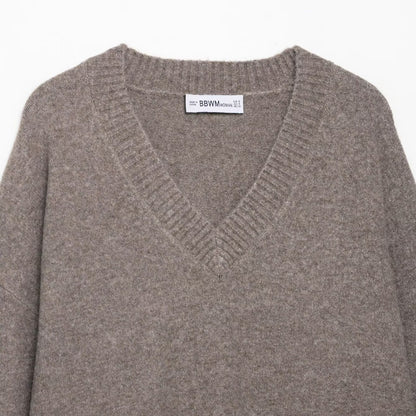 Pull élégant pour dames en V avec un col en laine fine Chic und Stil