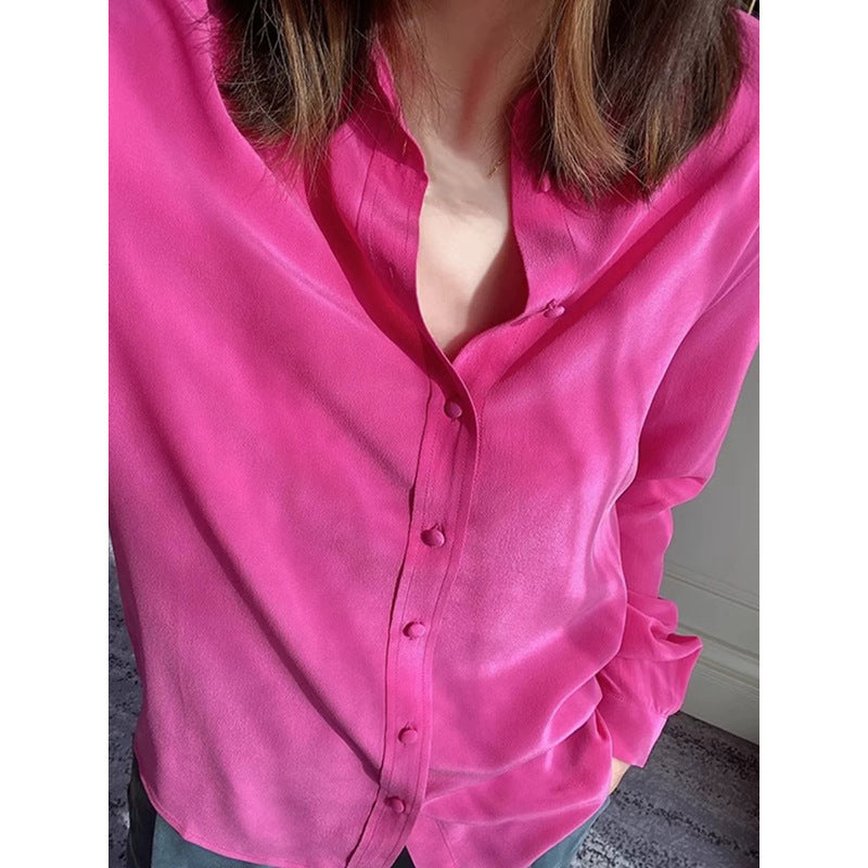 Chemisier en satin léger à boutons pour femmes Chic und Stil
