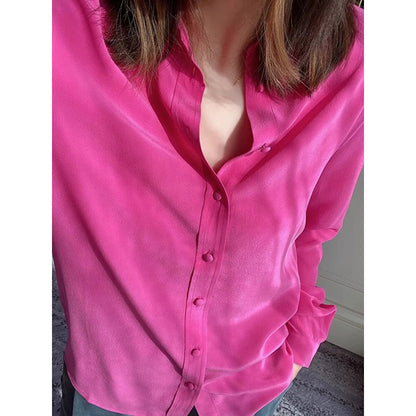 Chemisier en satin léger à boutons pour femmes Chic und Stil