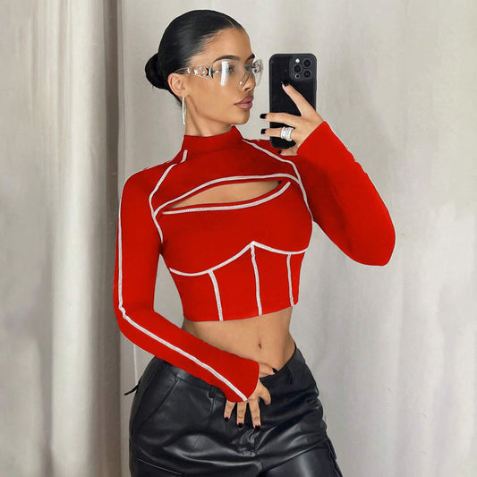 Pull cropped femmes avec design à découpes Chic und Stil