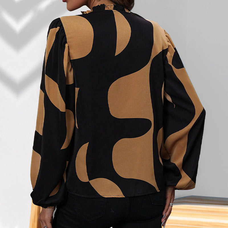 Blouse féminine tendance avec imprimé géométrique et manches volumineuses Chic und Stil