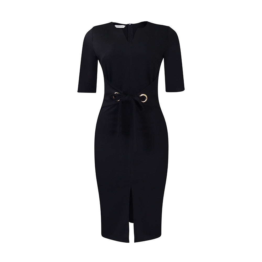 Robe ajustée pour femmes avec nœud décoratif et fente Chic und Stil