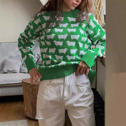 Pull en tricot pour femmes avec un design de mouton original Chic und Stil