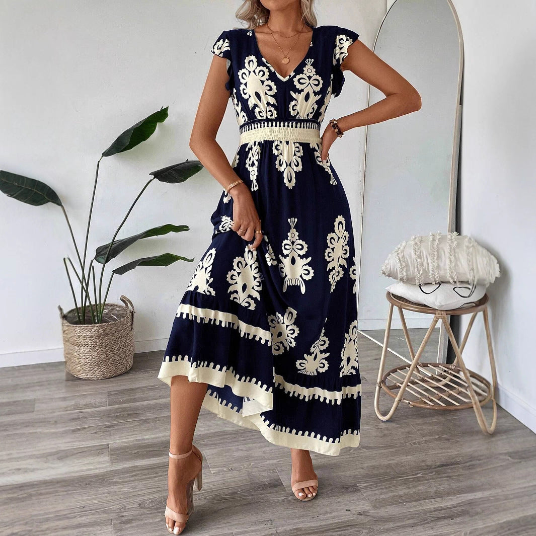 Femmes Robe Maxi Imprimé Bohémien Chic und Stil
