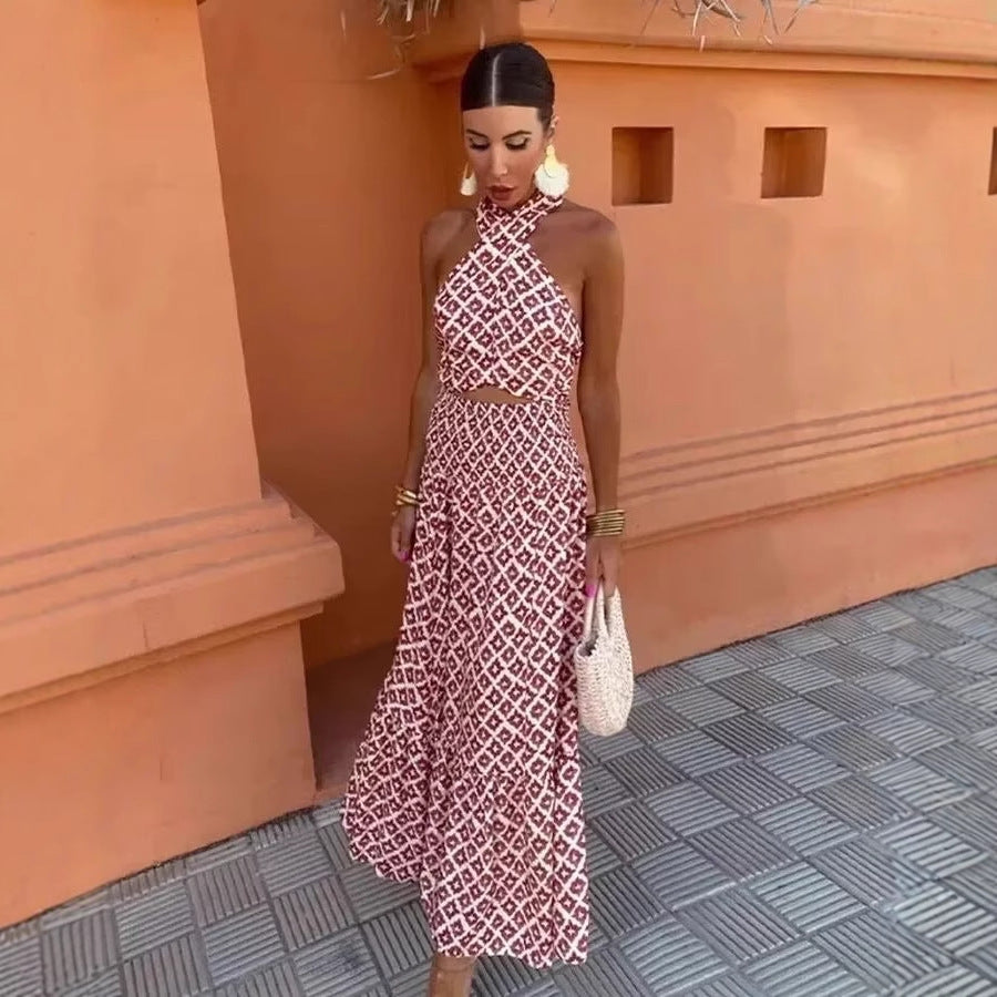 Robe maxi femme avec ourlet en dentelle élastique et mélange de motifs ludique Chic und Stil