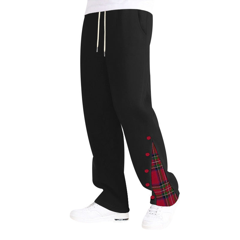 Casual sports pants for men with button details and tartan appliqués Chic und Stil