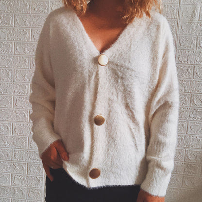Dames Pull à cardigan douillet avec détails de boutons et design ample Chic und Stil