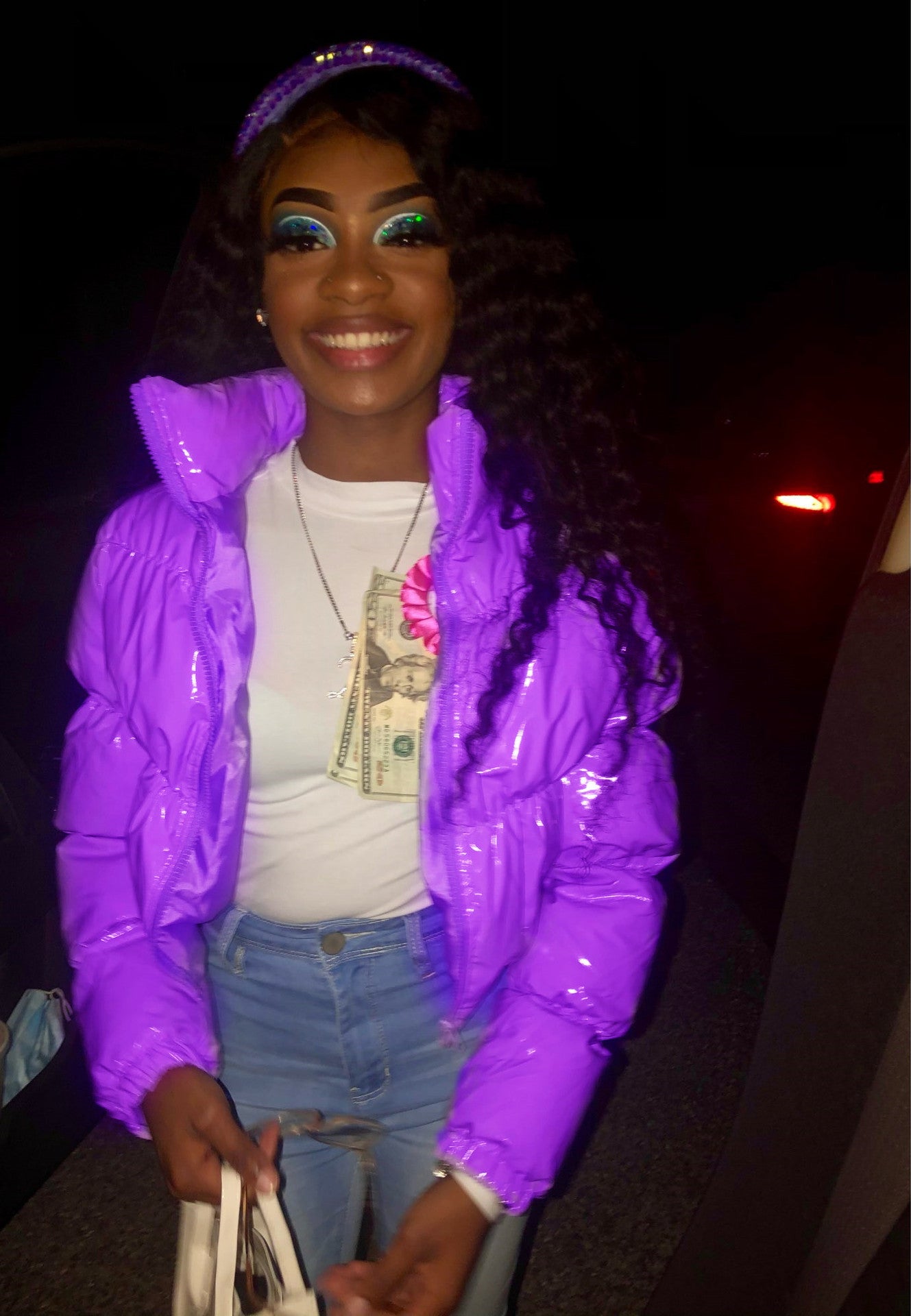 Dames Doudoune courte brillante Chic und Stil