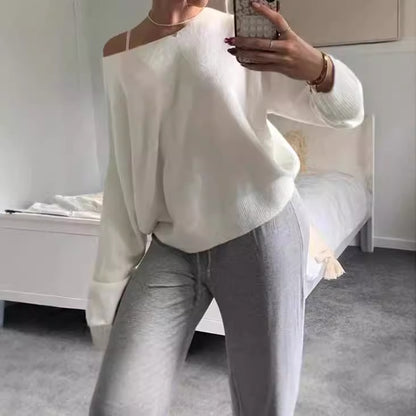 Pull en tricot oversized pour femmes avec design sans épaules Chic und Stil