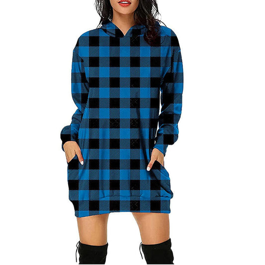 Robe à capuche pour femmes avec motif à carreaux et poches latérales pratiques Chic und Stil