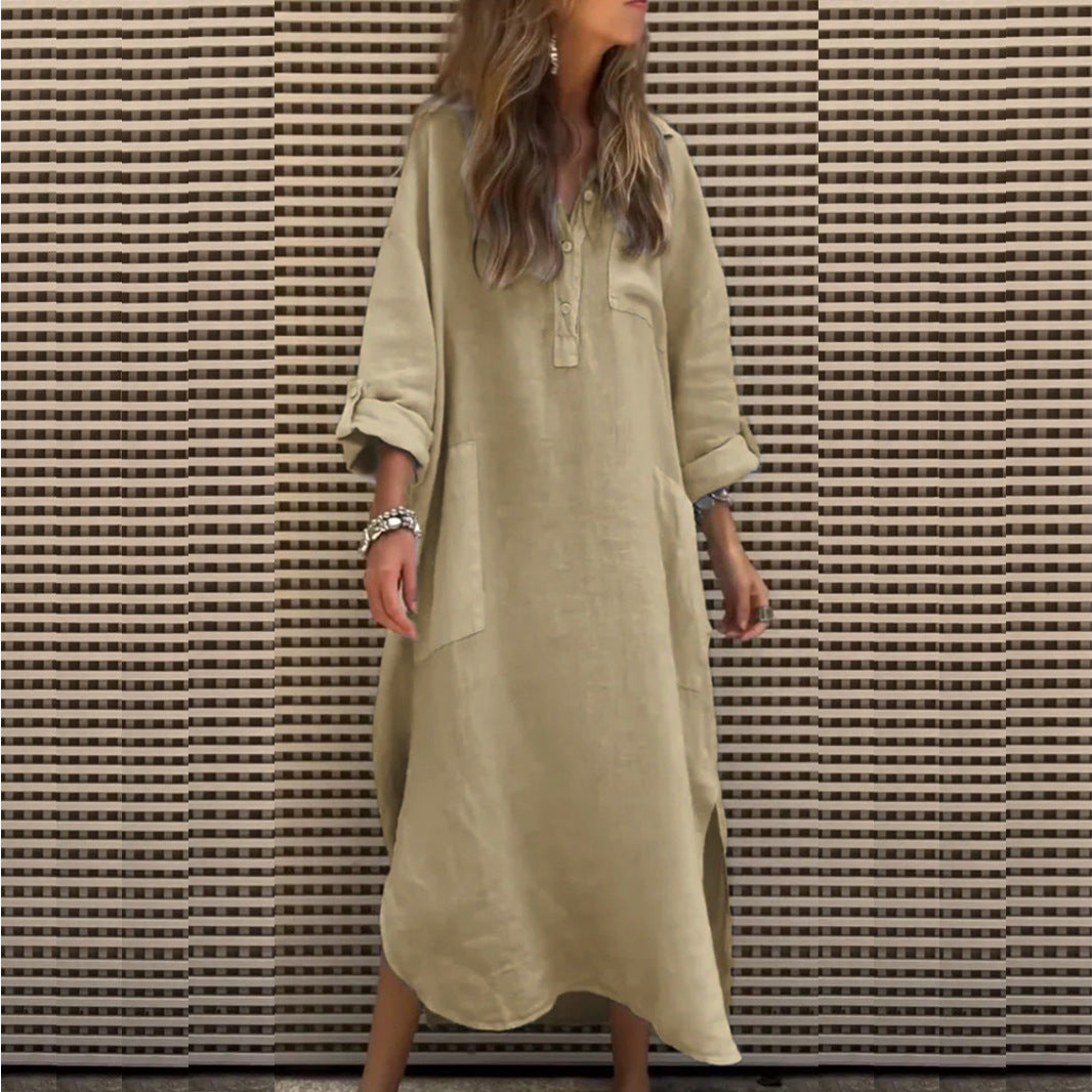 Robe chemise décontractée pour femmes avec fermeture à boutons et poches pratiques Chic und Stil