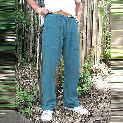 Washed linen pants for men with multiple pockets Chic und Stil