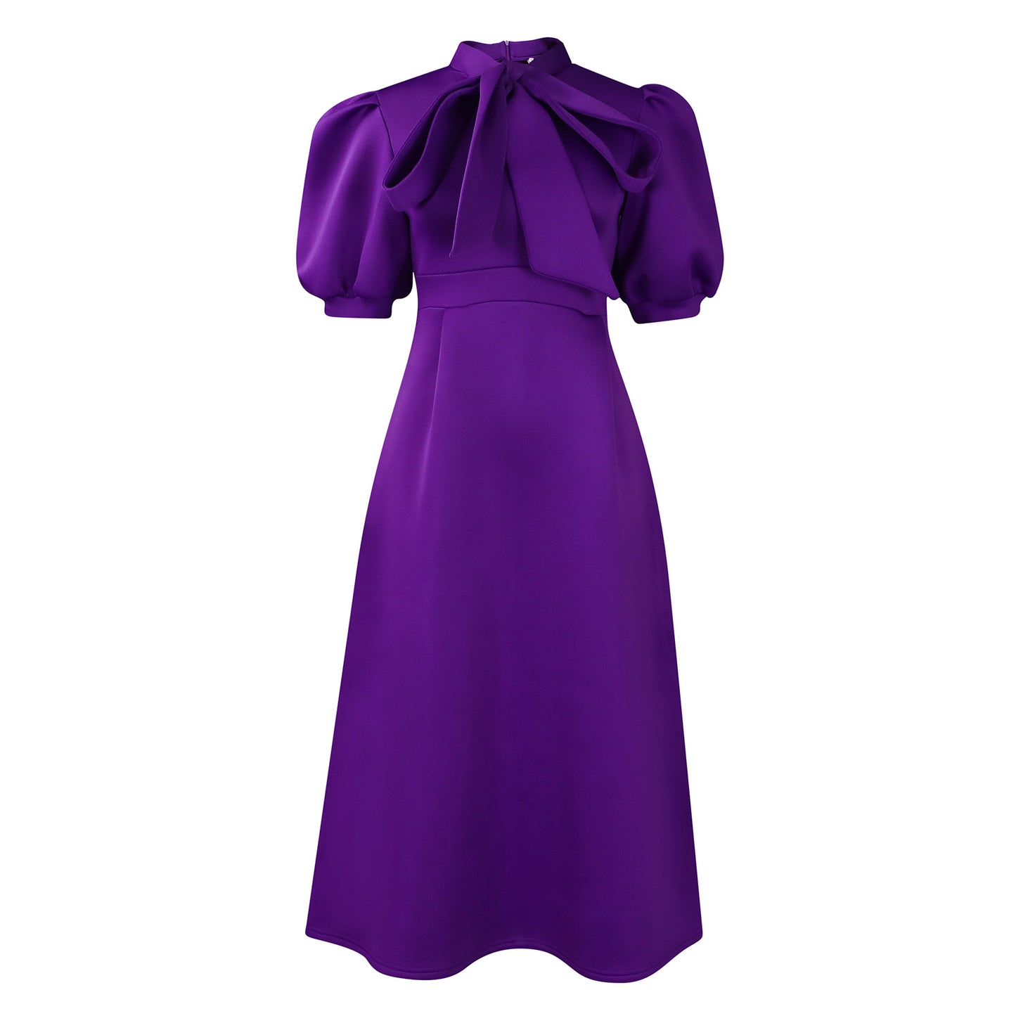Robe midi femme avec un élégant noeud et des manches bouffantes Chic und Stil