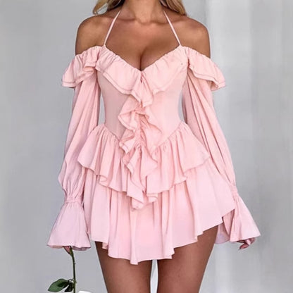 Femmes Robe mini espiègle avec volants et design sans épaules Chic und Stil