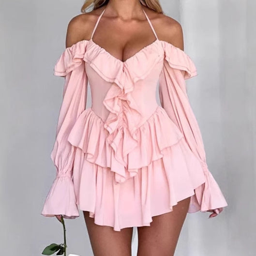 Femmes Robe mini espiègle avec volants et design sans épaules Chic und Stil