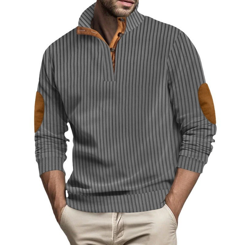 Quilted pullover for men with textured design and contrasting patches Chic and Style