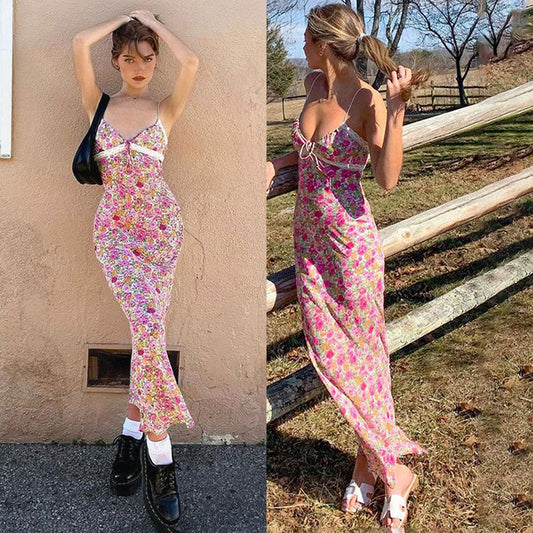 Robe slip Chic und Stil à fleurs pour femmes