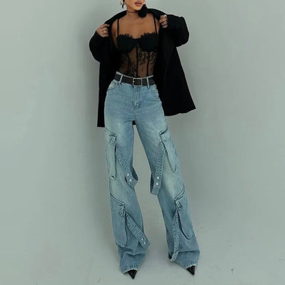 Dames Cargo-Jeans avec des poches frappantes Chic und Stil