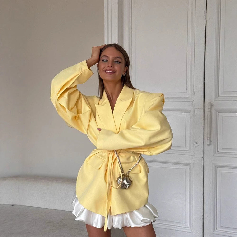 Blazer oversize pour femmes avec ceinture à nouer et poches pratiques Chic und Stil