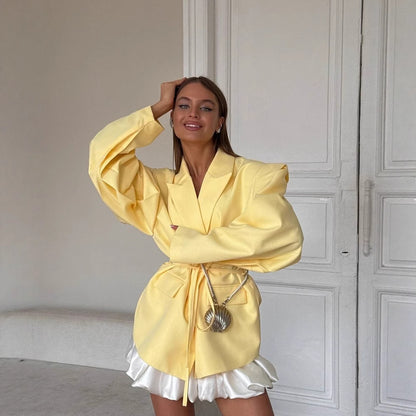 Blazer oversize pour femmes avec ceinture à nouer et poches pratiques Chic und Stil