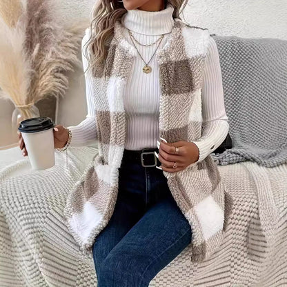 Dames Gilet en polaire à motif avec poches pratiques Chic und Stil