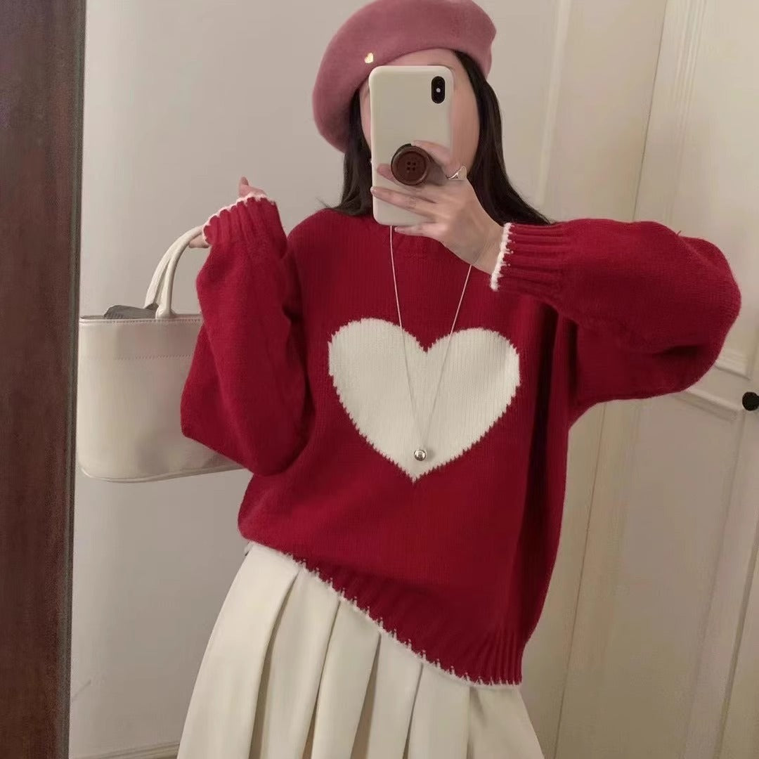 Pull femme tendance avec motif en cœur et coupe décontractée Chic und Stil