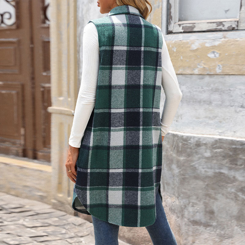 Dames Carre Long Gilet avec Boutons et Poches Pratiques Chic und Stil