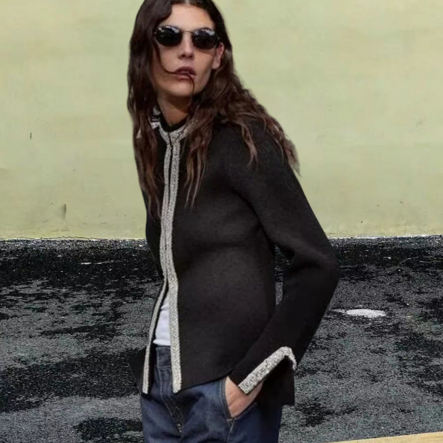 Dames Élégante Blazer avec de fins détails en bordure Chic und Stil