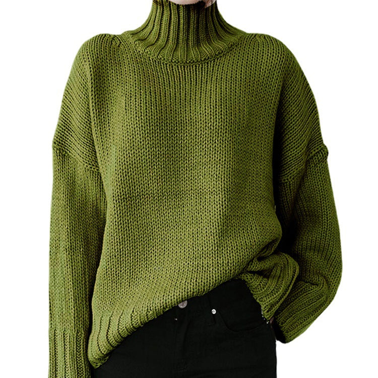 Dames Pull-over en tricot épais avec col montant et coupe décontractée Chic und Stil