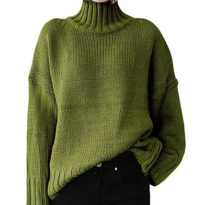 Dames Pull-over en tricot épais avec col montant et coupe décontractée Chic und Stil