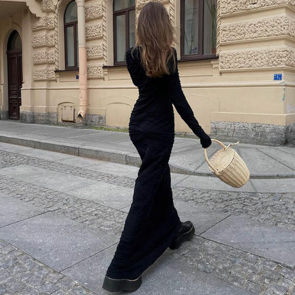 Robe longue élégante pour femmes avec un design en vagues Chic und Stil