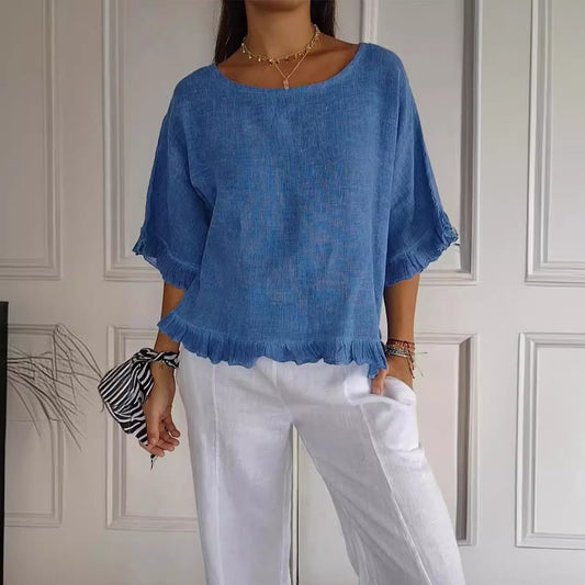 Blouse décontractée pour femmes avec bordure froncée Chic und Stil
