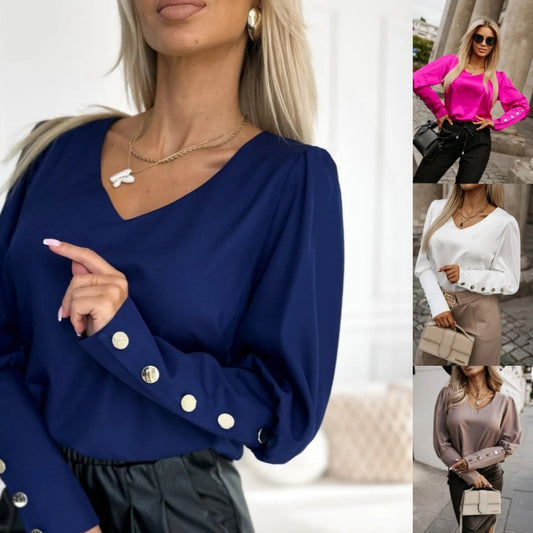 Chemisier pour dames avec des manches bouffantes à la mode et des détails de boutons décoratifs Chic und Stil